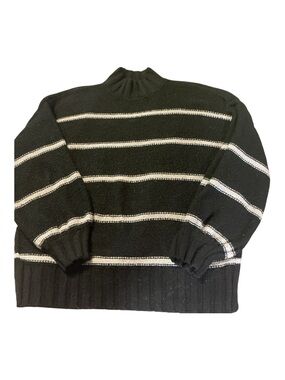 Olive + Oak Striped Chunky Knit Mock Neck Sweater
